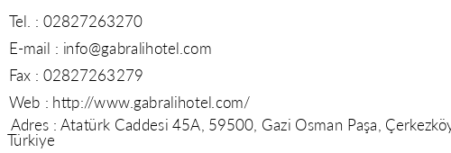 Gabrali Hotel telefon numaralar, faks, e-mail, posta adresi ve iletiim bilgileri